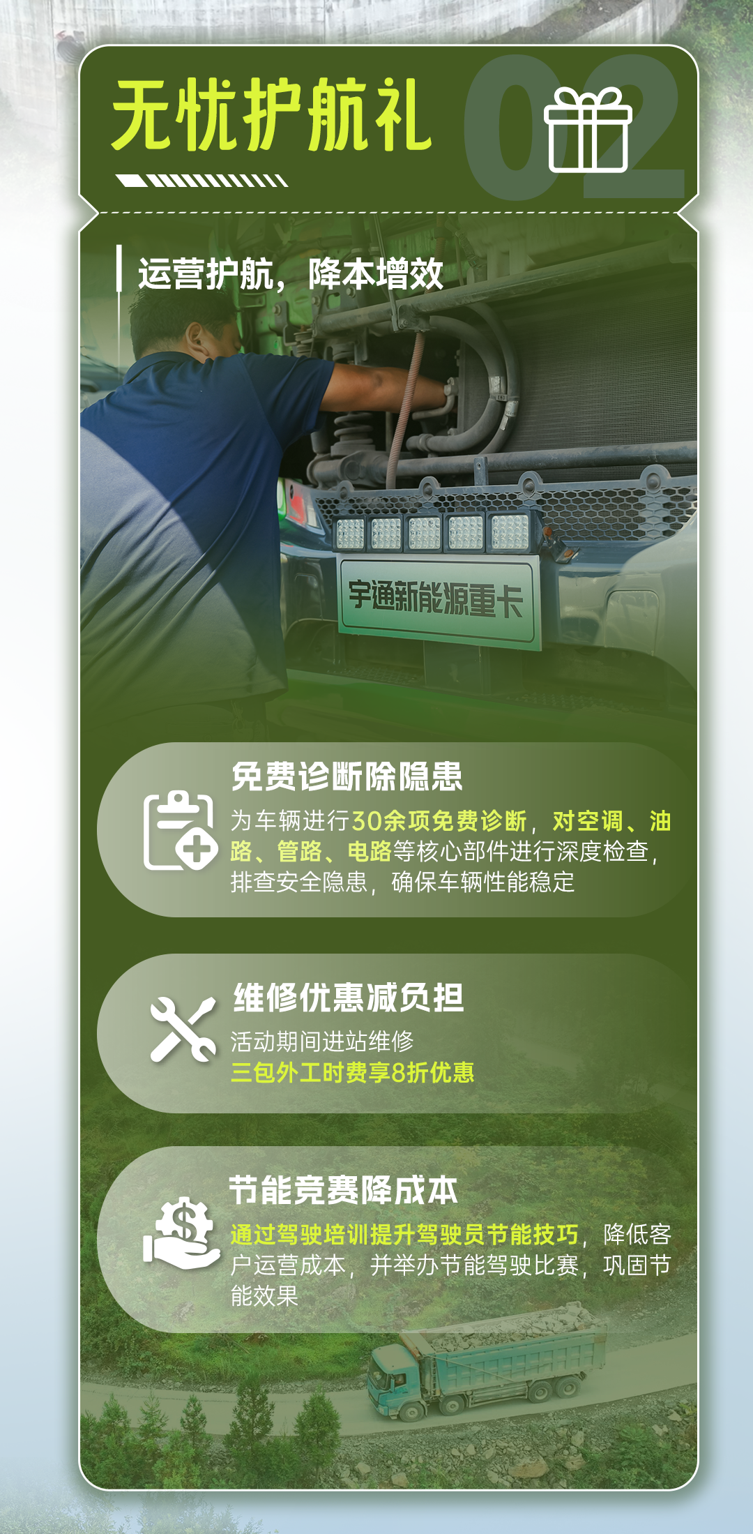 满分服务 | 宇通重卡2025夏季服务活动启动，4大礼遇助您创富无忧！